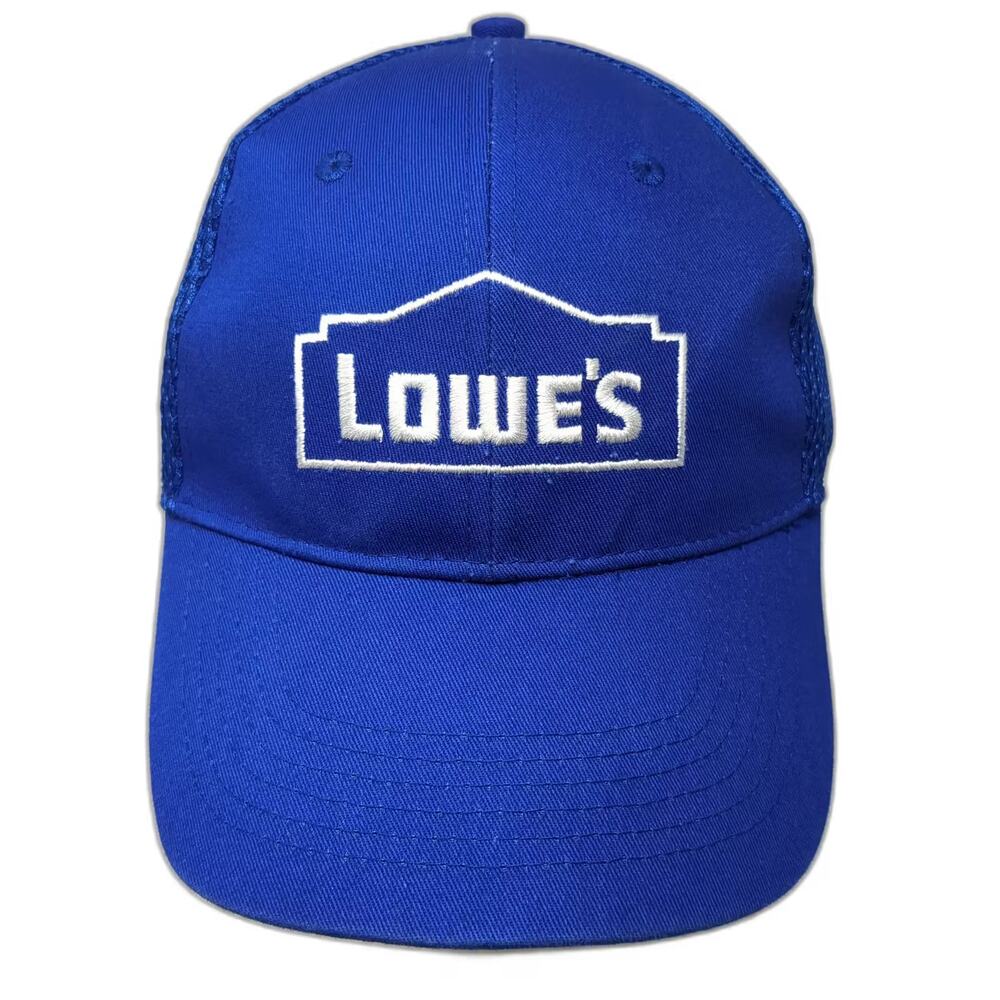 Lowe's Blue White Baseball Cap Hat OS Strapback Adjustable Embroidered Mesh Back